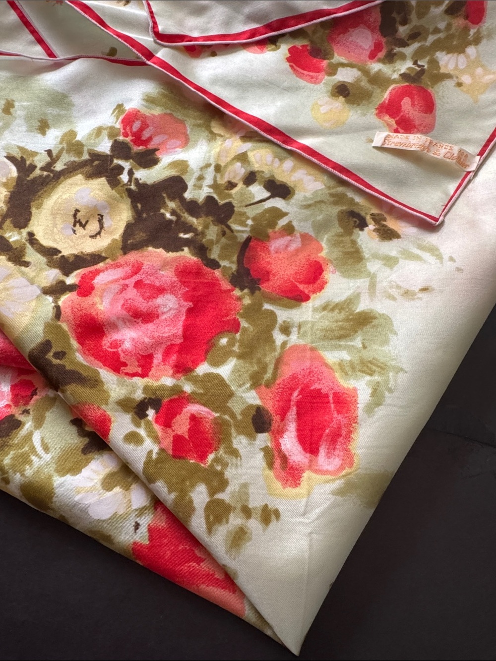 Vintage Light Green Floral Silk Scarf - Picture 8 of 15
